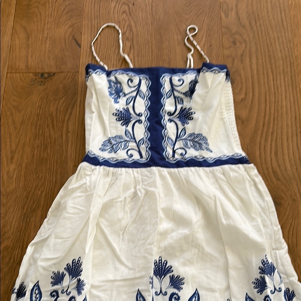FARM Rio White and Blue Midi Dress - Picture 2 of 7